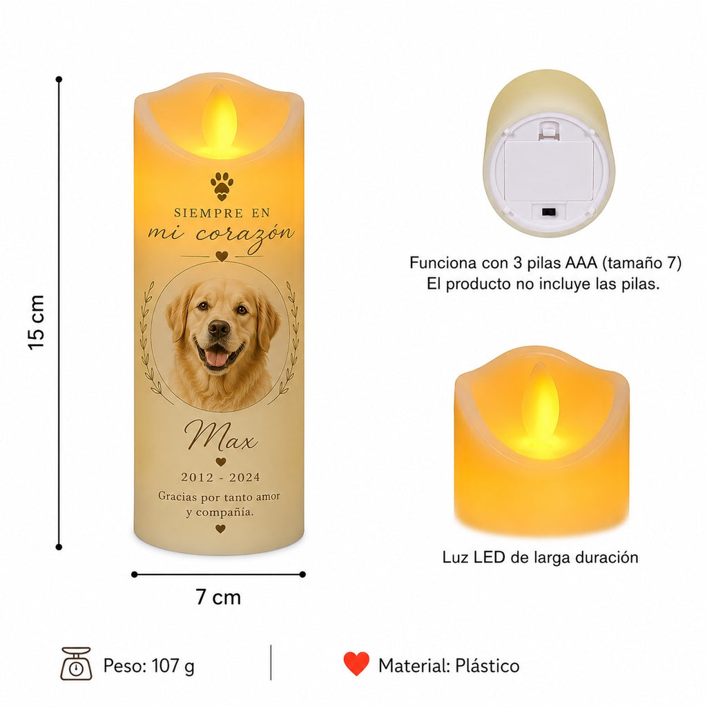 Huella Eterna | Vela LED Personalizada en Memoria de tu Mascota