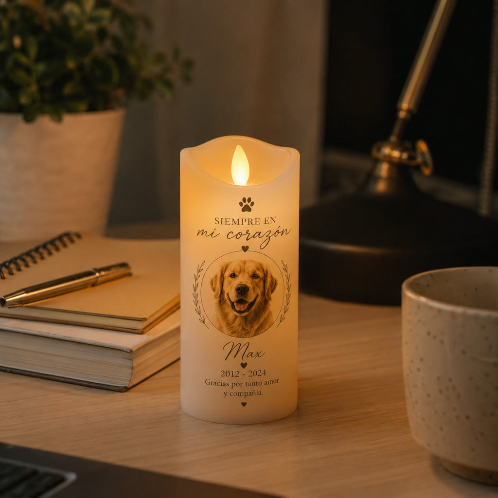 Huella Eterna | Vela LED Personalizada en Memoria de tu Mascota
